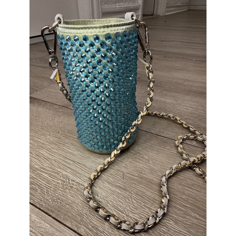 Steve Madden Rhinestone Mini Bucket Bag Blue Crystal Crossbody - Picture 2 of 6